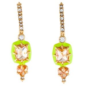 Alexis Bittar Crystal and Neon Enamel Drop Earrings Excellent Condition